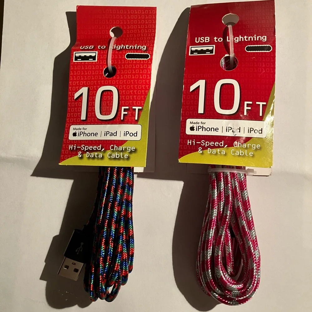 USB to Lightning 10ft Charging Cable - Multicolor and Pink
